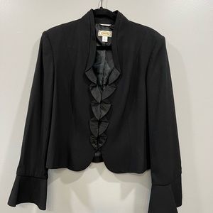Talbots black jacket front ruffle Size 12